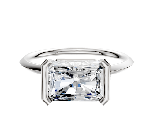 18K White Gold Bezel Half Bezel East/West Classic Knife Edge 1.5mm Engagement Ring