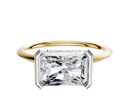 14K Two Tone Bezel Half Bezel East/West Classic Knife Edge 1.5mm Engagement Ring