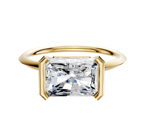 14K Yellow Gold Bezel Half Bezel East/West Classic Knife Edge 1.5mm Engagement Ring