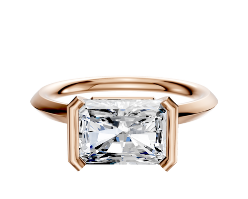 18K Rose Gold Bezel Half Bezel East/West Classic Knife Edge 2.0mm Engagement Ring