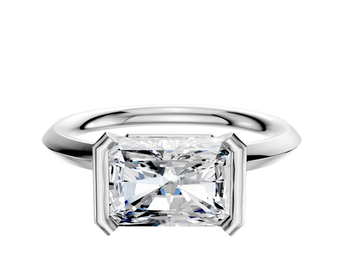 14K White Gold Bezel Half Bezel East/West Classic Knife Edge 2.0mm Engagement Ring