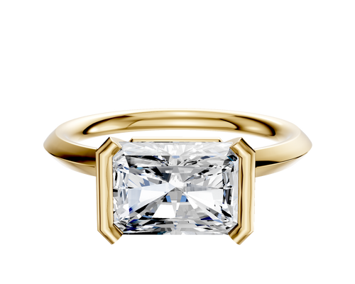 18K Yellow Gold Bezel Half Bezel East/West Classic Knife Edge 2.0mm Engagement Ring
