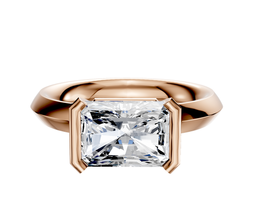 18K Rose Gold Bezel Half Bezel East/West Classic Knife Edge 3.0mm Engagement Ring