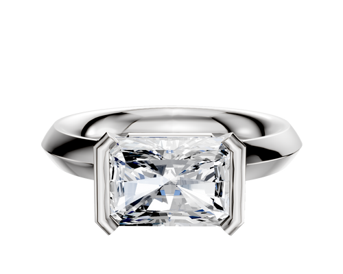 Platinum Bezel Half Bezel East/West Classic Knife Edge 3.0mm Engagement Ring