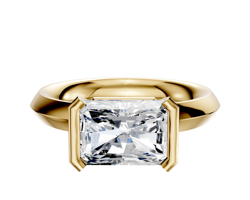 14K Yellow Gold Bezel Half Bezel East/West Classic Knife Edge 3.0mm Engagement Ring