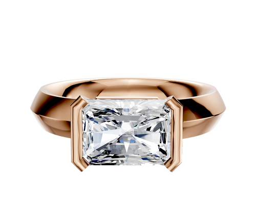14K Rose Gold Bezel Half Bezel East/West Classic Knife Edge 4.0mm Engagement Ring
