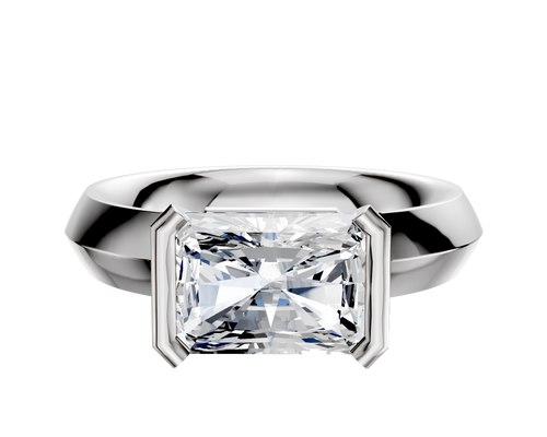 Platinum Bezel Half Bezel East/West Classic Knife Edge 4.0mm Engagement Ring