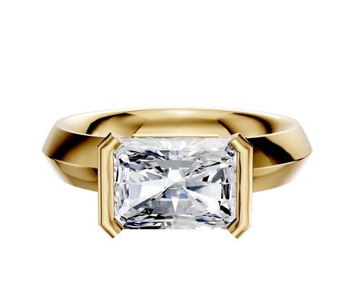 14K Yellow Gold Bezel Half Bezel East/West Classic Knife Edge 4.0mm Engagement Ring