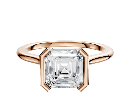 14K Rose Gold Bezel Half Bezel North/South Cathedral Dome 1.5mm Engagement Ring