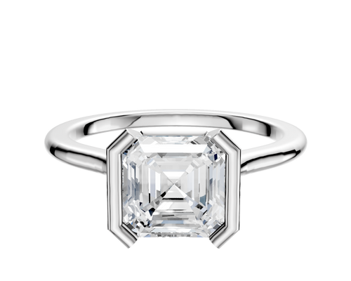 14K White Gold Bezel Half Bezel North/South Cathedral Dome 1.5mm Engagement Ring