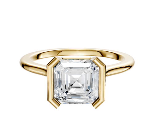 18K Yellow Gold Bezel Half Bezel North/South Cathedral Dome 1.5mm Engagement Ring