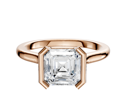 18K Rose Gold Bezel Half Bezel North/South Cathedral Dome 2.0mm Engagement Ring