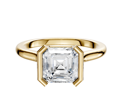14K Yellow Gold Bezel Half Bezel North/South Cathedral Dome 2.0mm Engagement Ring