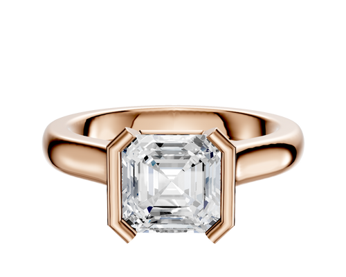 14K Rose Gold Bezel Half Bezel North/South Cathedral Dome 3.0mm Engagement Ring