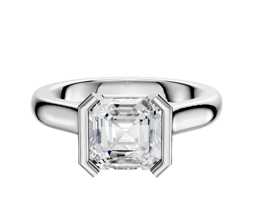 14K White Gold Bezel Half Bezel North/South Cathedral Dome 3.0mm Engagement Ring