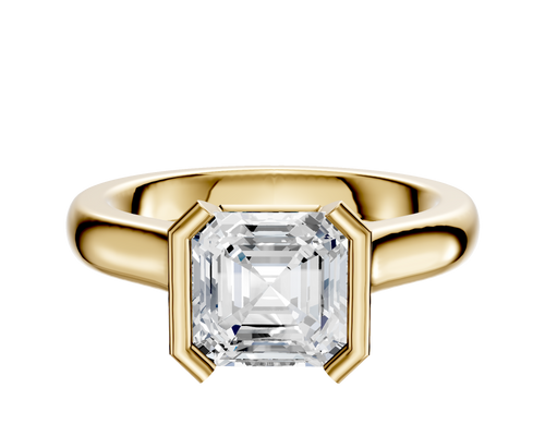 14K Yellow Gold Bezel Half Bezel North/South Cathedral Dome 3.0mm Engagement Ring