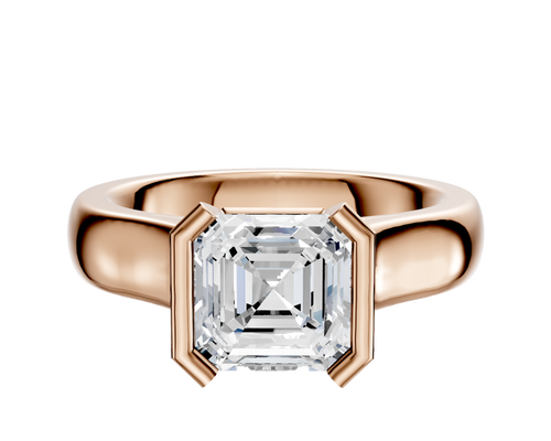 14K Rose Gold Bezel Half Bezel North/South Cathedral Dome 4.0mm Engagement Ring