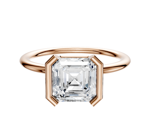 18K Rose Gold Bezel Half Bezel North/South Classic Dome 1.5mm Engagement Ring