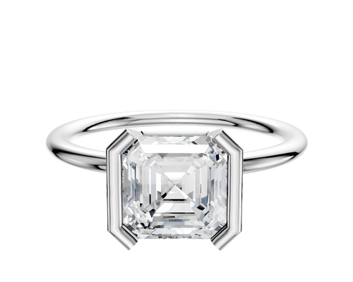 Platinum Bezel Half Bezel North/South Classic Dome 1.5mm Engagement Ring