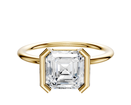 14K Yellow Gold Bezel Half Bezel North/South Classic Dome 1.5mm Engagement Ring