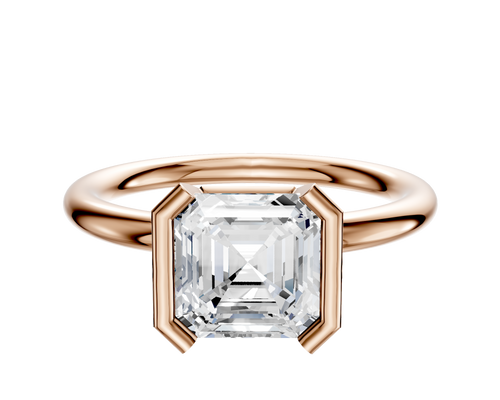 18K Rose Gold Bezel Half Bezel North/South Classic Dome 2.0mm Engagement Ring