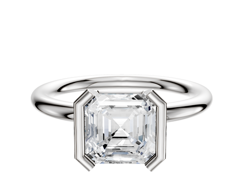 18K White Gold Bezel Half Bezel North/South Classic Dome 2.0mm Engagement Ring