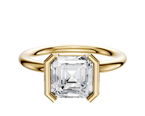 18K Yellow Gold Bezel Half Bezel North/South Classic Dome 2.0mm Engagement Ring