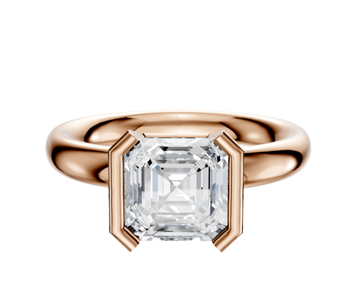 14K Rose Gold Bezel Half Bezel North/South Classic Dome 3.0mm Engagement Ring