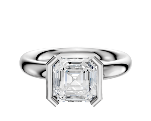 14K White Gold Bezel Half Bezel North/South Classic Dome 3.0mm Engagement Ring