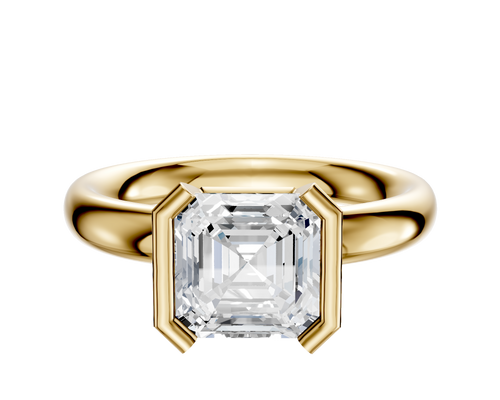14K Yellow Gold Bezel Half Bezel North/South Classic Dome 3.0mm Engagement Ring