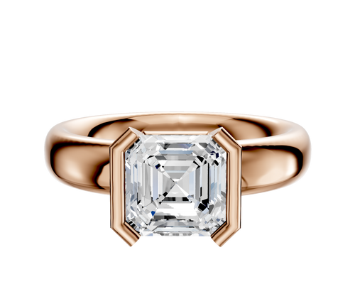 18K Rose Gold Bezel Half Bezel North/South Classic Dome 4.0mm Engagement Ring