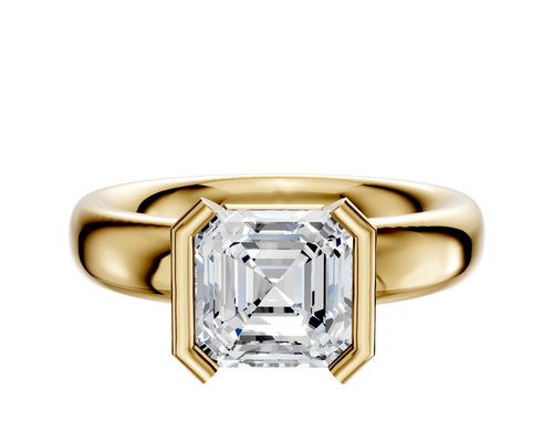 14K Yellow Gold Bezel Half Bezel North/South Classic Dome 4.0mm Engagement Ring