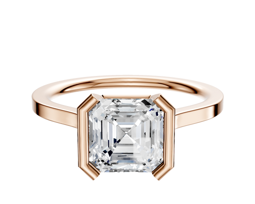 18K Rose Gold Bezel Half Bezel North/South Cathedral Flat 1.5mm Engagement Ring