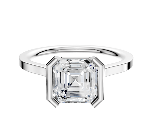 Platinum Bezel Half Bezel North/South Cathedral Flat 1.5mm Engagement Ring