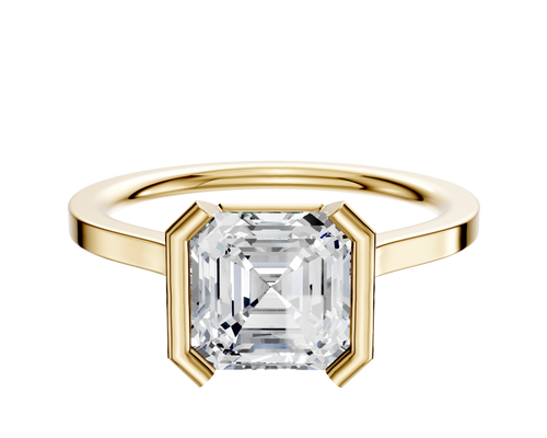14K Yellow Gold Bezel Half Bezel North/South Cathedral Flat 1.5mm Engagement Ring