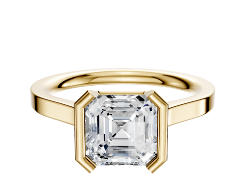14K Yellow Gold Bezel Half Bezel North/South Cathedral Flat 2.0mm Engagement Ring