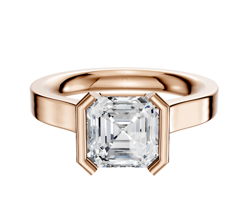 18K Rose Gold Bezel Half Bezel North/South Cathedral Flat 3.0mm Engagement Ring