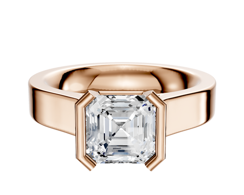 14K Rose Gold Bezel Half Bezel North/South Cathedral Flat 4.0mm Engagement Ring