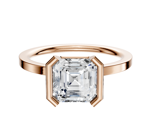 14K Rose Gold Bezel Half Bezel North/South Classic Flat 1.5mm Engagement Ring
