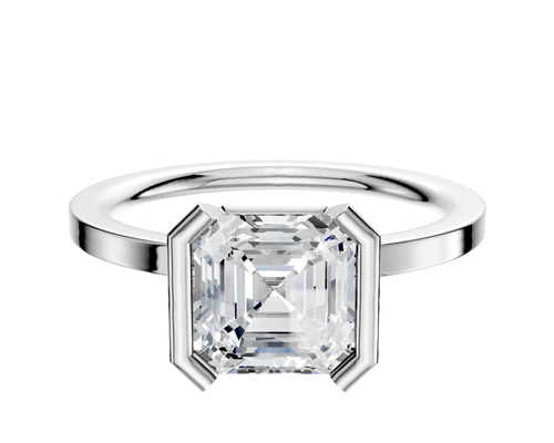 14K White Gold Bezel Half Bezel North/South Classic Flat 1.5mm Engagement Ring