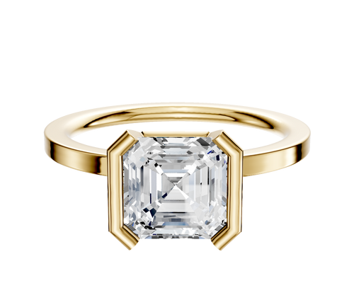 14K Yellow Gold Bezel Half Bezel North/South Classic Flat 1.5mm Engagement Ring