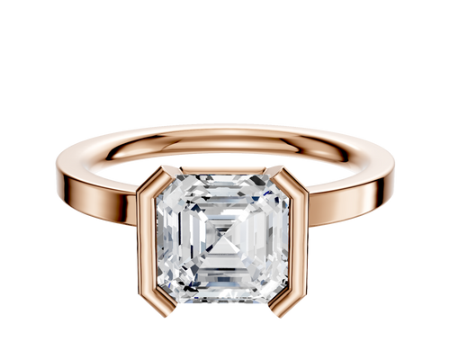 14K Rose Gold Bezel Half Bezel North/South Classic Flat 2.0mm Engagement Ring
