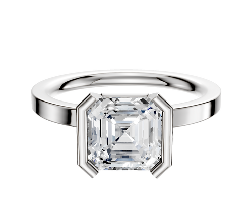 14K White Gold Bezel Half Bezel North/South Classic Flat 2.0mm Engagement Ring
