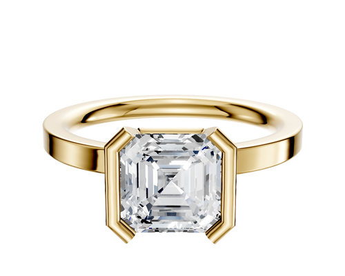 18K Yellow Gold Bezel Half Bezel North/South Classic Flat 2.0mm Engagement Ring