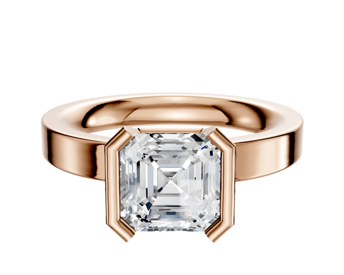 14K Rose Gold Bezel Half Bezel North/South Classic Flat 3.0mm Engagement Ring