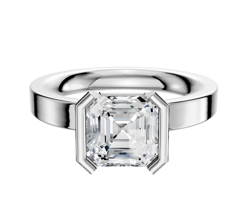 14K White Gold Bezel Half Bezel North/South Classic Flat 3.0mm Engagement Ring