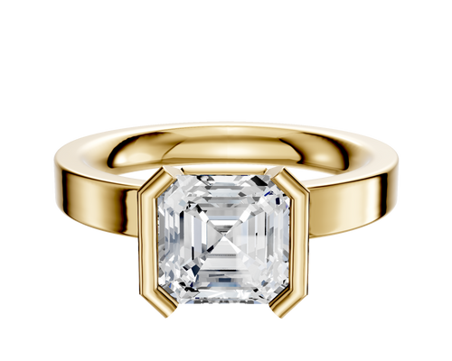 18K Yellow Gold Bezel Half Bezel North/South Classic Flat 3.0mm Engagement Ring