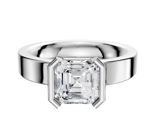 Platinum Bezel Half Bezel North/South Classic Flat 4.0mm Engagement Ring