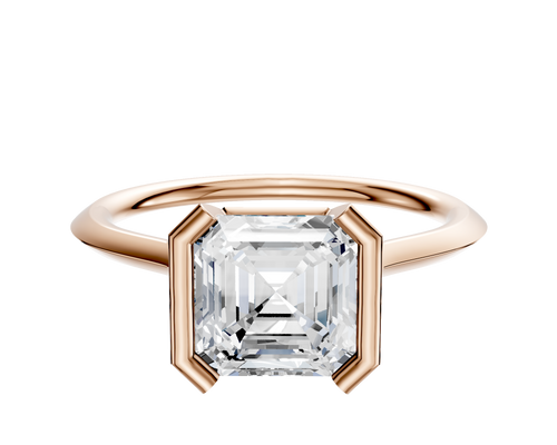 18K Rose Gold Bezel Half Bezel North/South Cathedral Knife Edge 1.5mm Engagement Ring