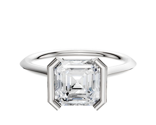 14K White Gold Bezel Half Bezel North/South Cathedral Knife Edge 1.5mm Engagement Ring